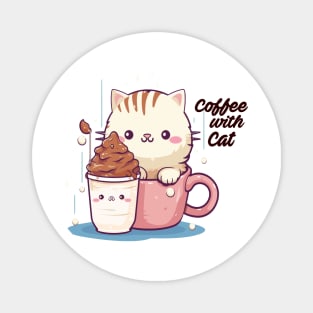 Cappuccino Kitty Cuddles - Cat and Whipped Coffee Art Magnet